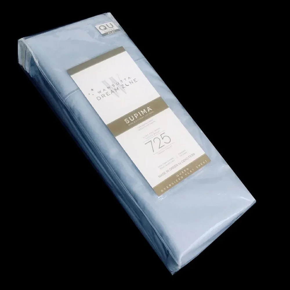 new LIGHT BLUE Wamsutta Dream Zone 725 TC 100% Cotton Oversized QUEEN Flat Sheet